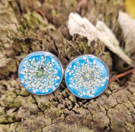 Cercei cu șurub din oțel cu flori de morcov [2]