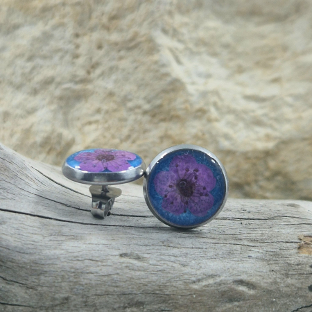 Női - Szilvavirág acél pötty fülbevaló