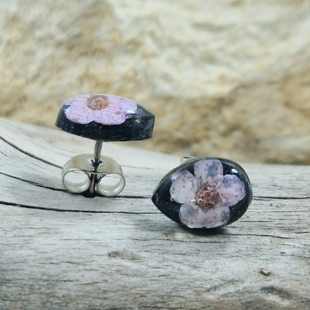 Cercei cu șurub din oțel cu flori de prun [1]