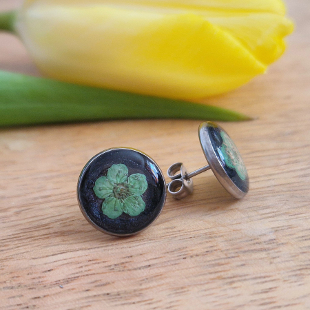 Cercei cu șurub din oțel cu flori de prun [3]