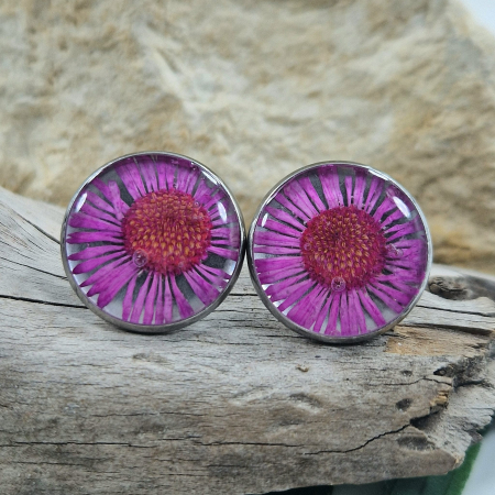 Cercei - Cercei cu șurub din oțel cu flori de bănuți