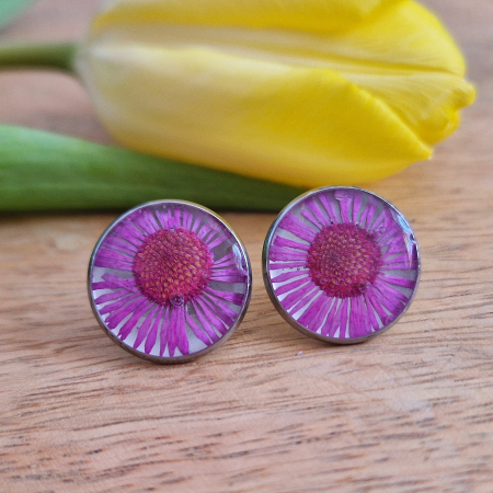 Cercei cu șurub din oțel cu flori de bănuți [2]