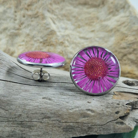 Cercei cu șurub din oțel cu flori de bănuți [1]