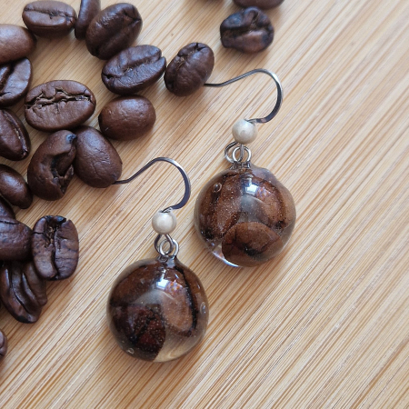 Cercei din oțel cu boabe de cafea [2]