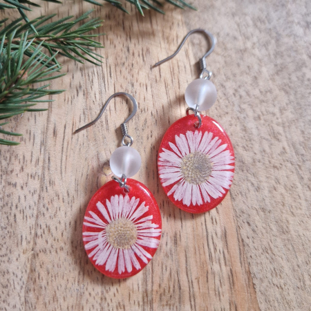 Cercei din oțel cu flori de bănuți  și cristal de munte [1]