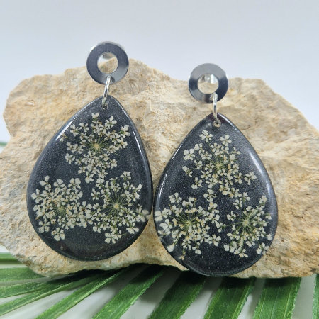 Cercei - Cercei din oțel cu flori de morcov