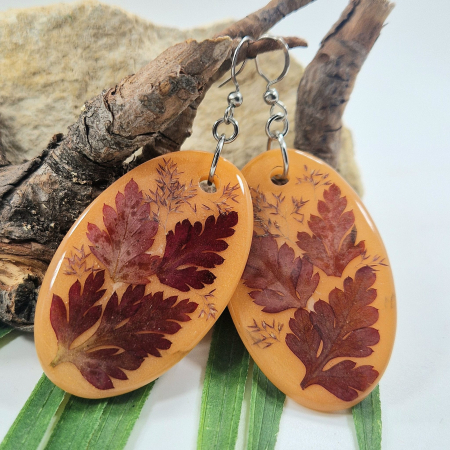 Cercei - Cercei din oțel cu frunze și iarbă