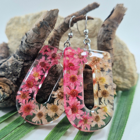 Cercei - Cercei din oțel cu flori de pai