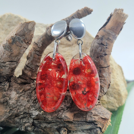 Cercei - Cercei din oțel cu flori de pai