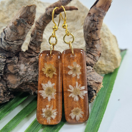 Cercei - Cercei din oțel cu flori de pai