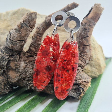 Cercei - Cercei din oțel cu flori de pai