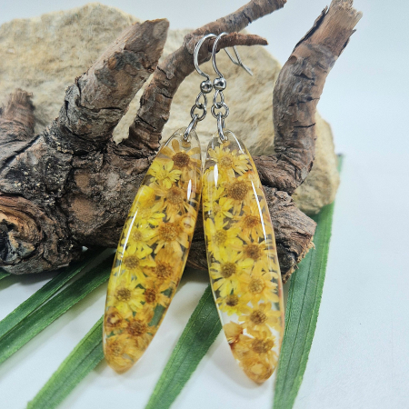 Cercei - Cercei din oțel cu flori de pai