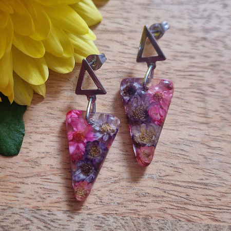 Cercei din oțel cu flori de pai [1]