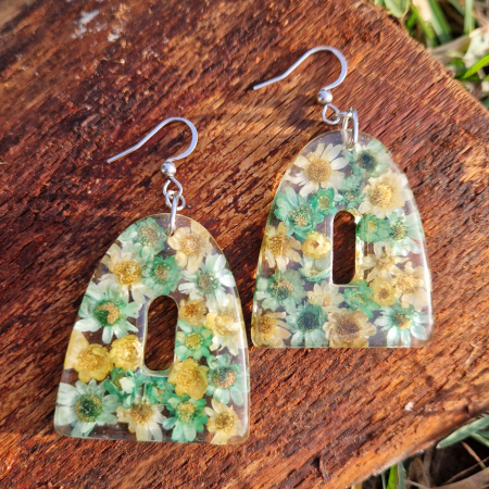 Cercei din oțel cu flori de pai [1]