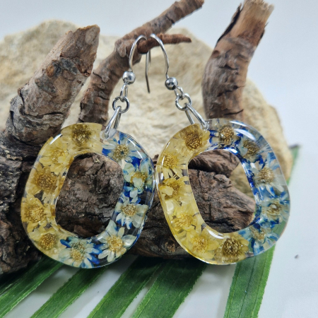 Fülbevaló - Szalmavirág acél fülbevaló