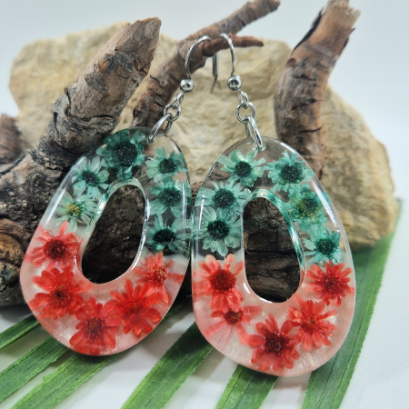 Cercei - Cercei din oțel cu flori de pai