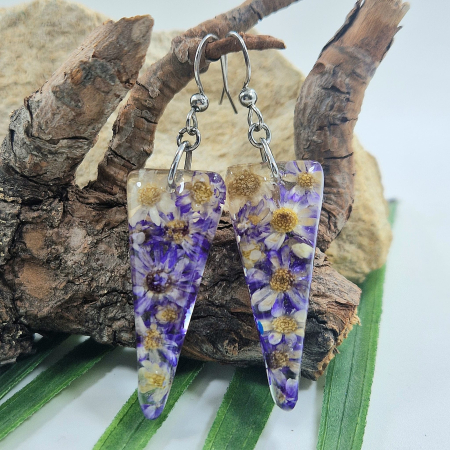 Cercei - Cercei din oțel cu flori de pai