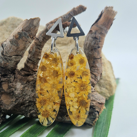 Cercei - Cercei din oțel cu flori de pai