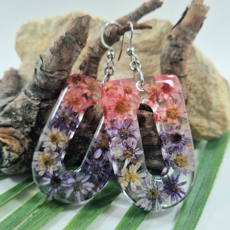 Cercei - Cercei din oțel cu flori de pai