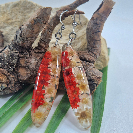 Cercei - Cercei din oțel cu flori de pai