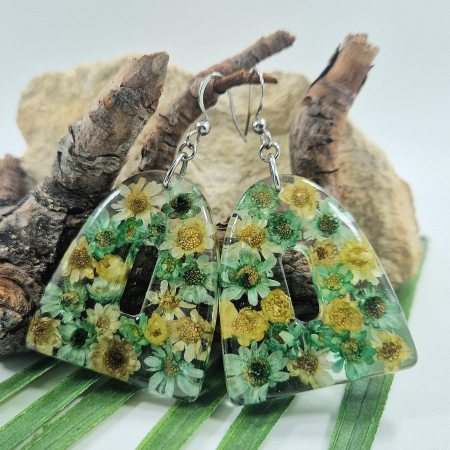 Cercei - Cercei din oțel cu flori de pai