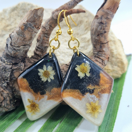 Cercei - Cercei din oțel cu flori de pai