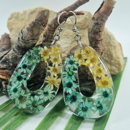 Cercei - Cercei din oțel cu flori de pai