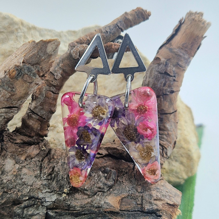 Cercei - Cercei din oțel cu flori de pai