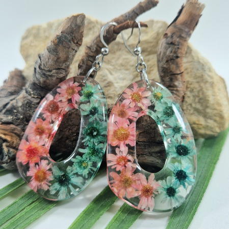 Cercei - Cercei din oțel cu flori de pai