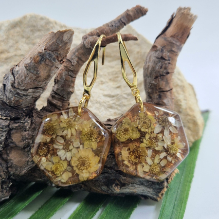 Cercei - Cercei din oțel cu flori de pai