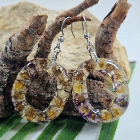 Fülbevaló - Szalmavirág acél fülbevaló