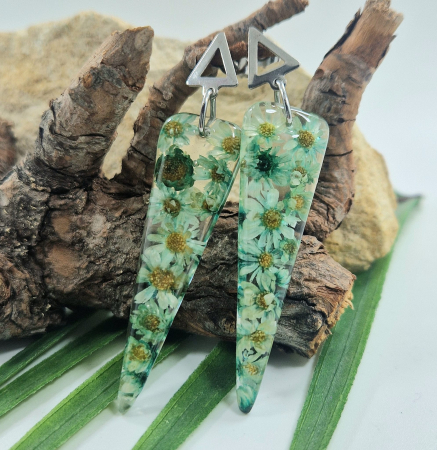 Cercei - Cercei din oțel cu flori de pai