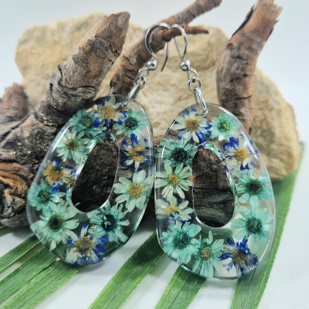 Cercei - Cercei din oțel cu flori de pai