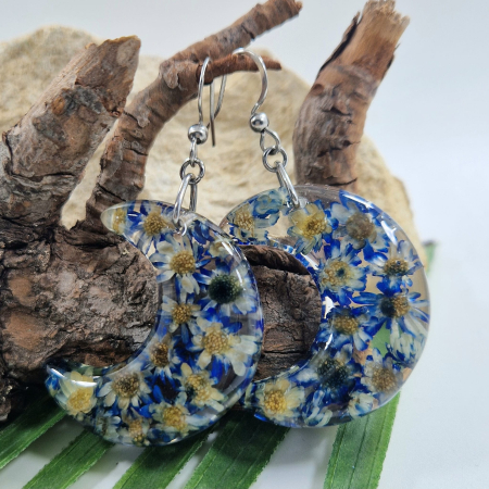 Szalmavirág acél fülbevaló