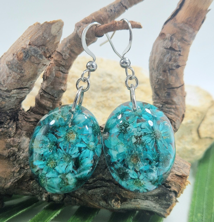 PRODUSE NOI - Cercei din oțel cu flori de pai