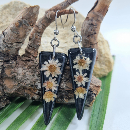 Cercei - Cercei din oțel cu flori de pai