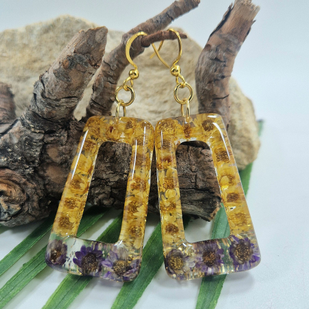 Cercei - Cercei din oțel cu flori de pai