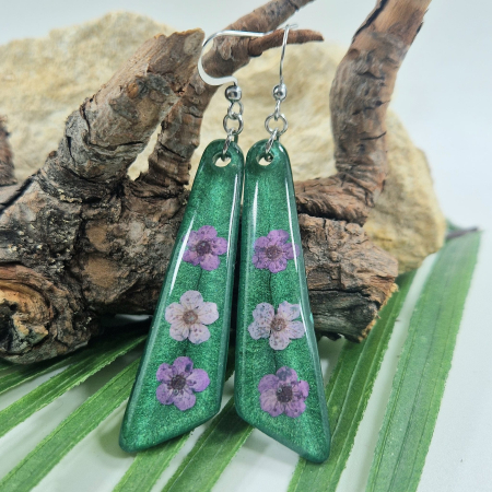 Cercei - Cercei din oțel cu flori de prun