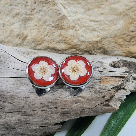 Cercei din oțel cu flori de prun - clips [1]