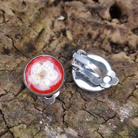 Cercei din oțel cu flori de prun - clips [2]