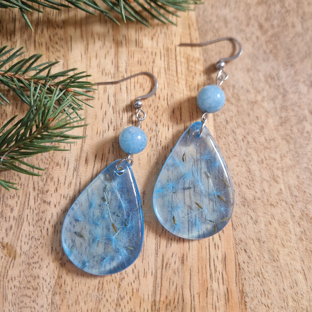 Cercei din oțel cu păpădie și angelit [1]