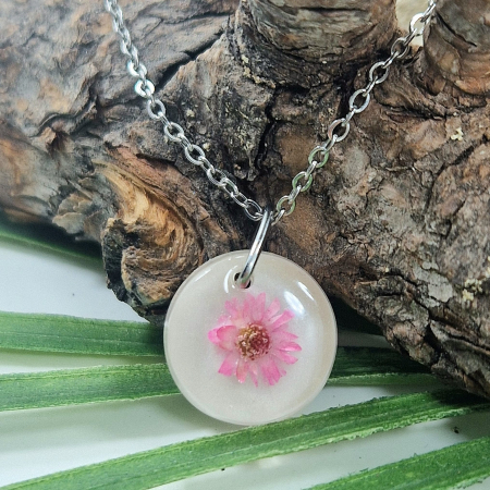 Colier / Pandantiv - Colier oțel cu floarea de pai