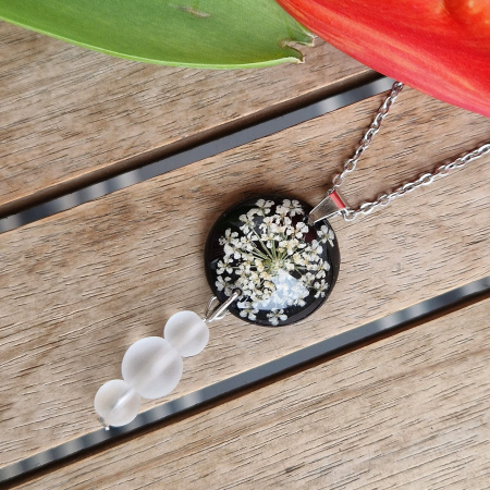 Colier oțel cu floarea de morcov și cristal de stâncă [1]