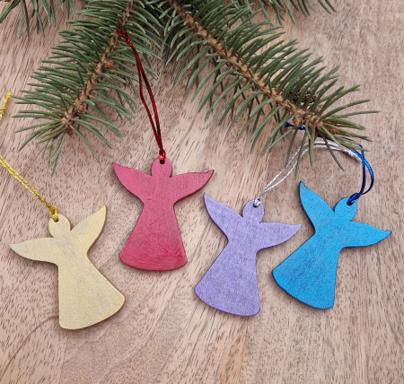 Decor de Crăciun - Îngerași din lemn cu flori naturale [2]