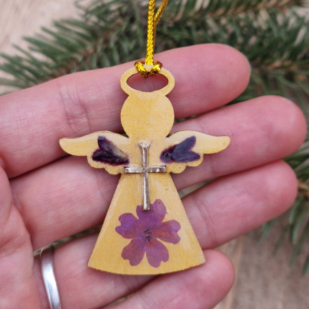 Decor de Crăciun - Îngerași din lemn cu flori naturale [1]