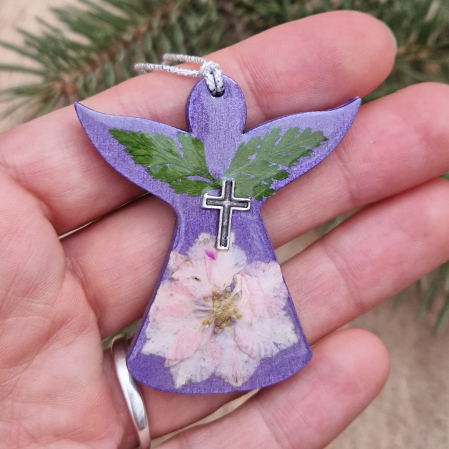 Decor de Crăciun - Îngerași din lemn cu flori naturale [1]