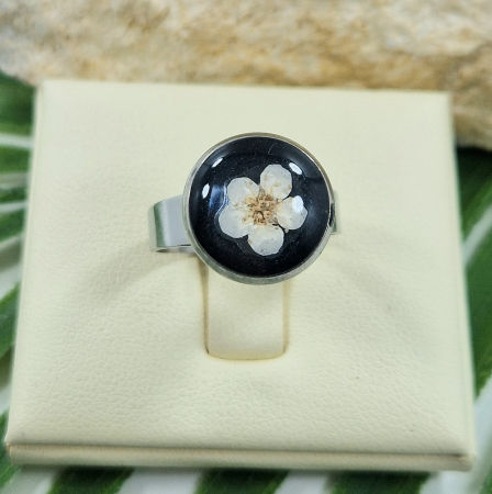 Inel - Inel oțel cu floarea de prun