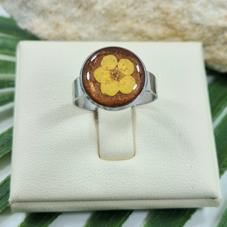 Inel - Inel oțel cu floarea de prun