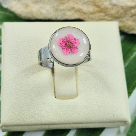 Inel - Inel oțel cu floarea de prun