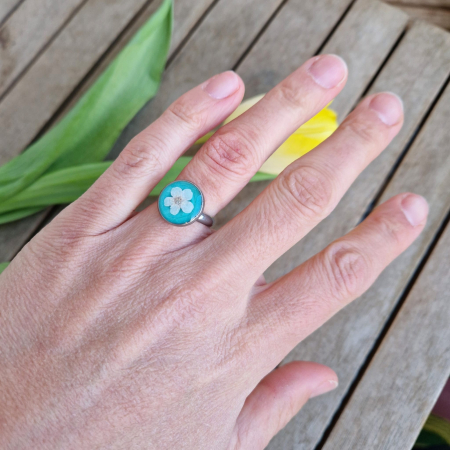 Inel oțel cu floarea de prun [2]